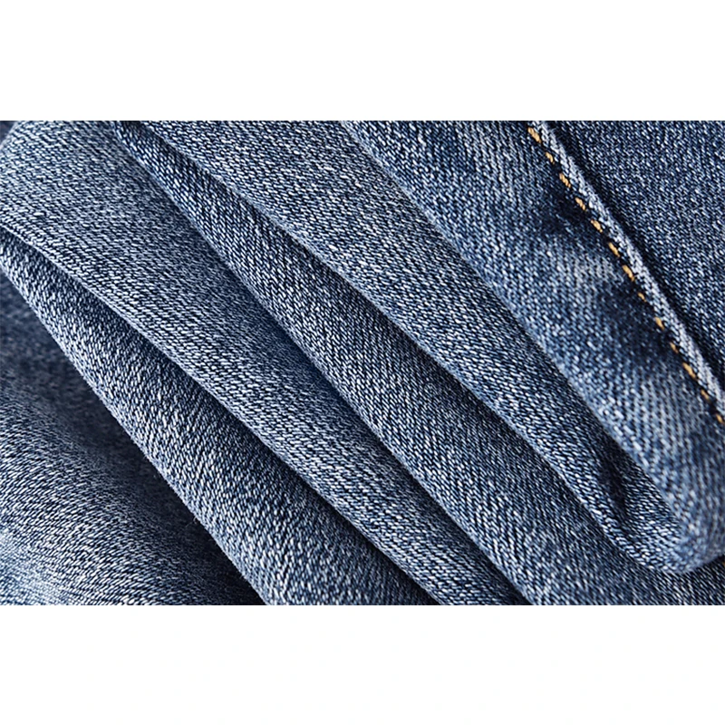 

SHUCHAN Cotton Straight Leg Jeans Spandex Ankle-Length Pants Light Zipper Fly Regular England Style Women Clothing Polyester