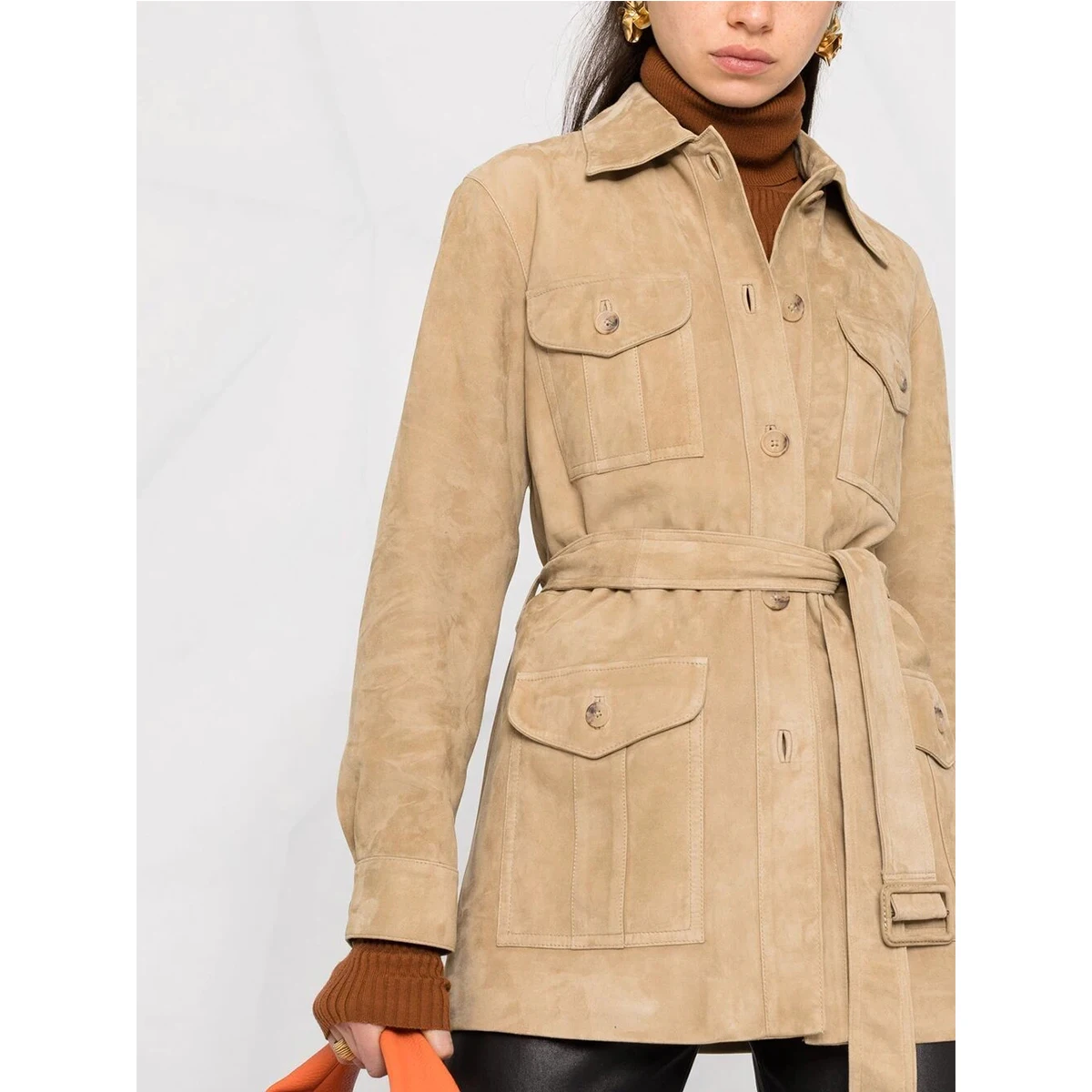 Женская замшевая куртка с длинной талией классическое пальто из искусственной