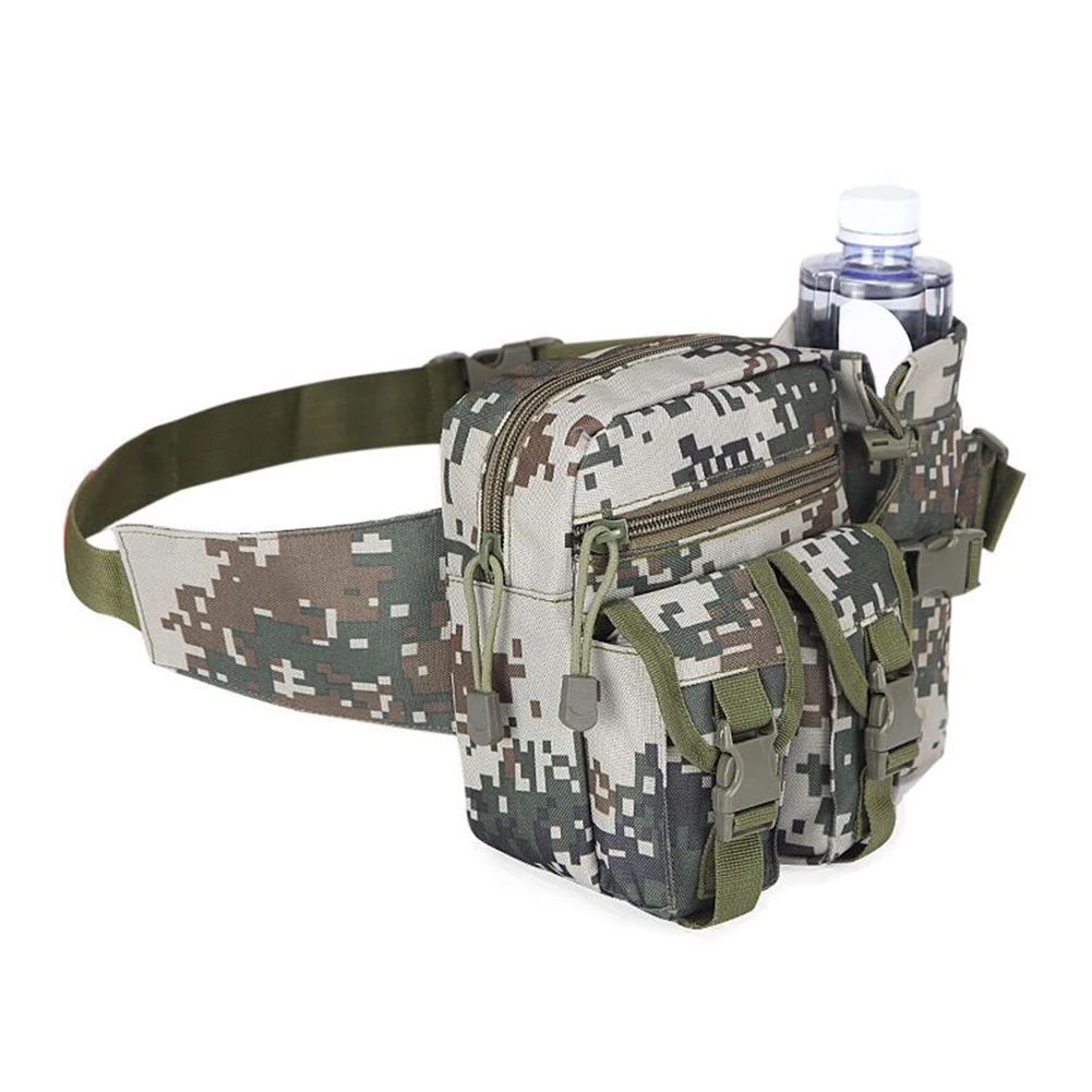 

Durable Nylon Material Tactical Unisex Belt Bag Military Travel Hiking Running Water Bottle Adjustable Belt Fanny Waist Bag