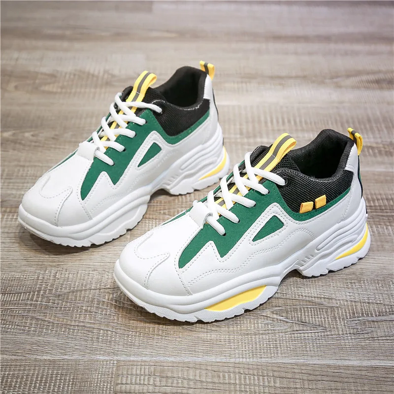 Обувь высотой 5 см/1 95 дюйма Модные женские кроссовки на массивном каблуке