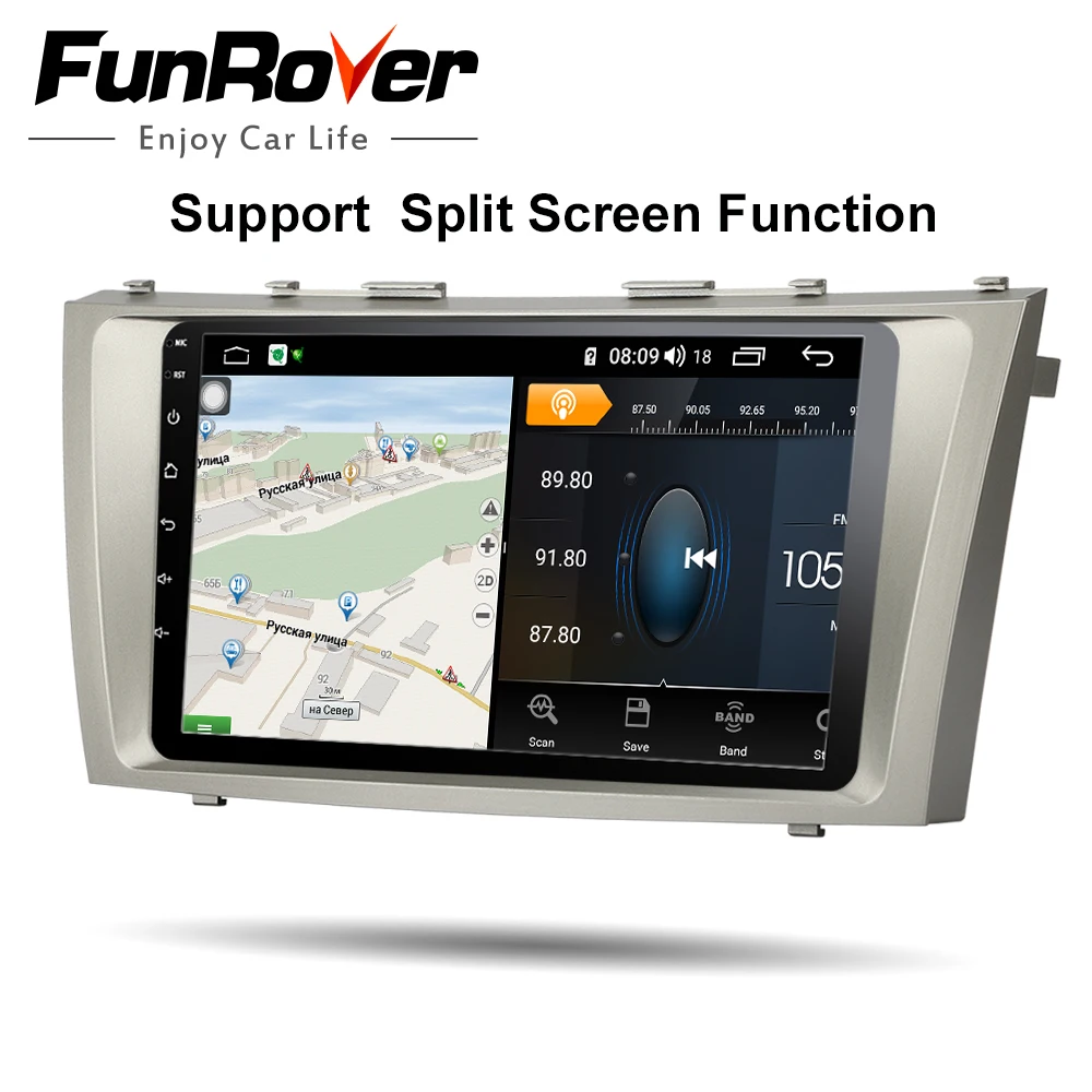 Funrover Android9.0 2din автомобильный dvd gps плеер для Toyota Camry 2008 2009 2010 2011 радио navi навигация