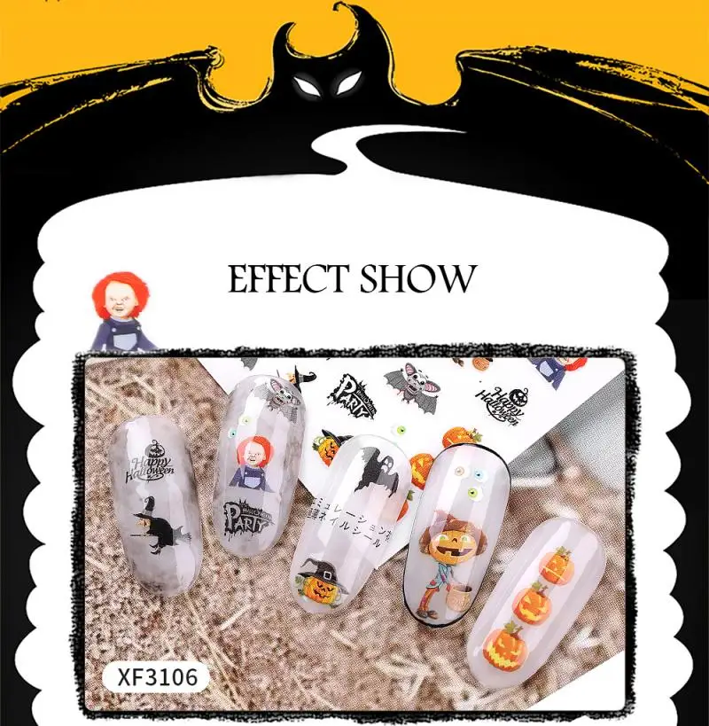 Наклейки для ногтей на Хэллоуин 1 шт. Переводные картинки в виде паука ногтевого