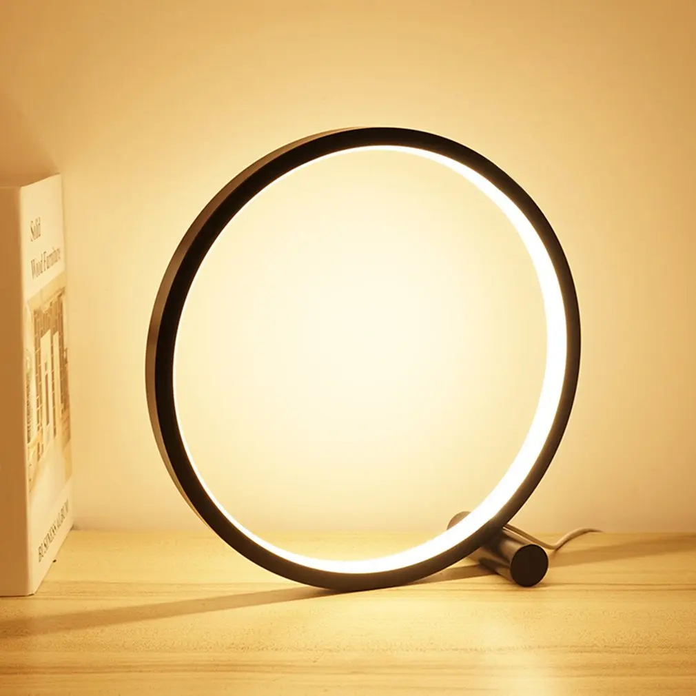 

LED Table Lamp For Bedroom USB Circular Desk Lamp For Living Room Bedside Lamp Round Night Light Decor