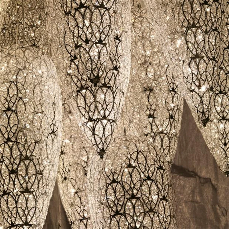 Modern Design Family Life Interior Lighting Fixture Crystal Beads Mounted Egg Shape Pendant Lamp Silver Frame For Tearoom | Лампы и
