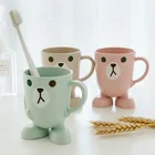 Симпатичные Мультяшные детские пластиковые чашки для питьевой воды Детская щетка чашка для мытья зубов с ручкой Детская кружка для завтрака