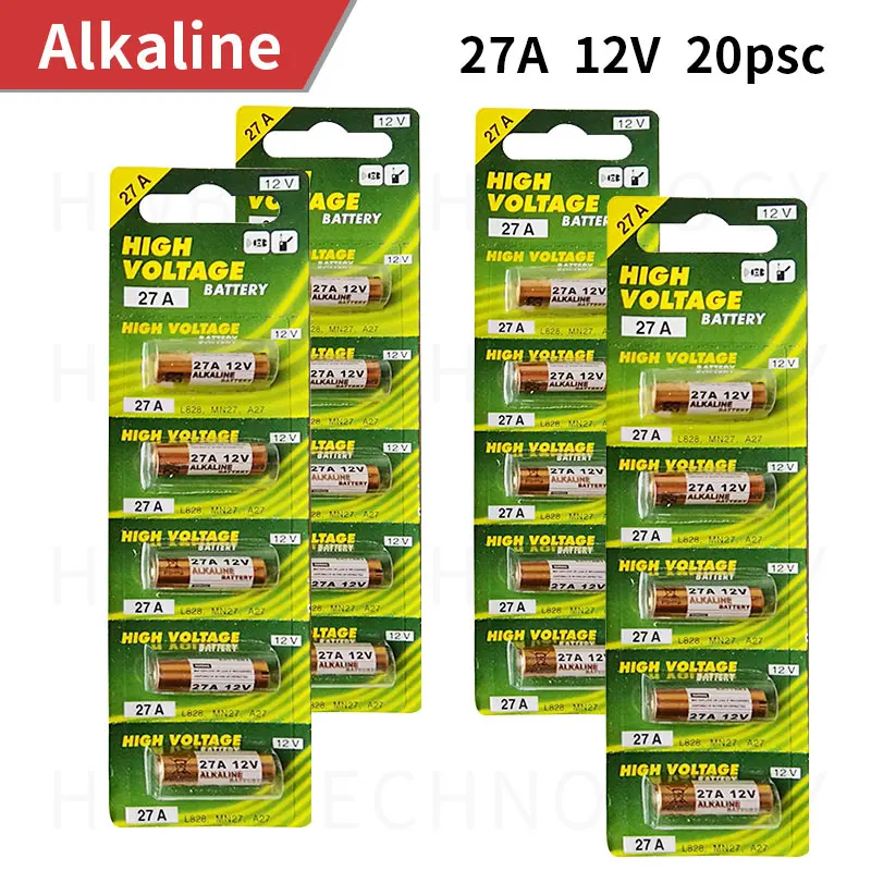 Щелочные аккумуляторные батареи высокой емкости 27AE 27MN 20 шт./лот 12 В 27A A27 с
