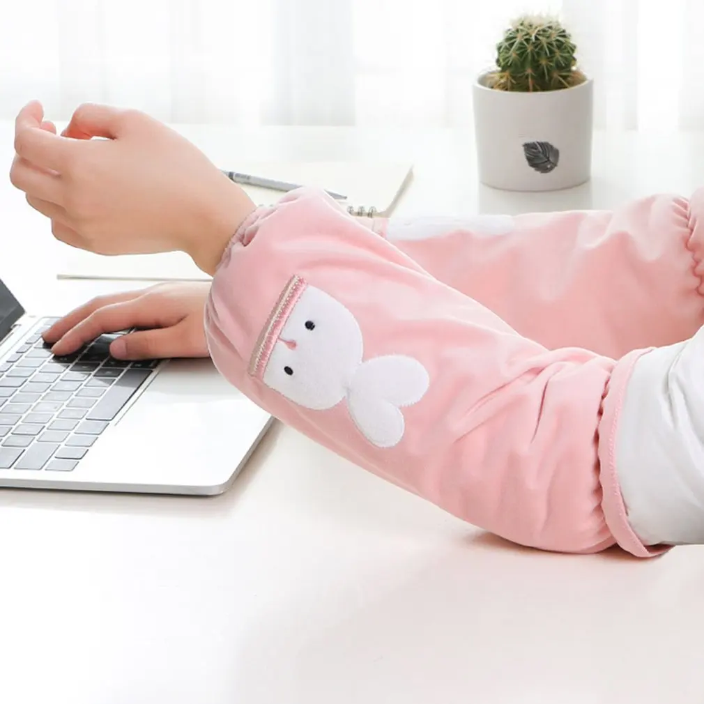 

Женский длинный пуховик с рукавами Корейская версия для работы офиса симпатичный рукав с защитой от загрязнений для кухни