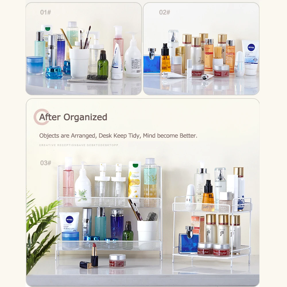 2 слоя корзина для хранения Организатор металлическая сетка органайзер