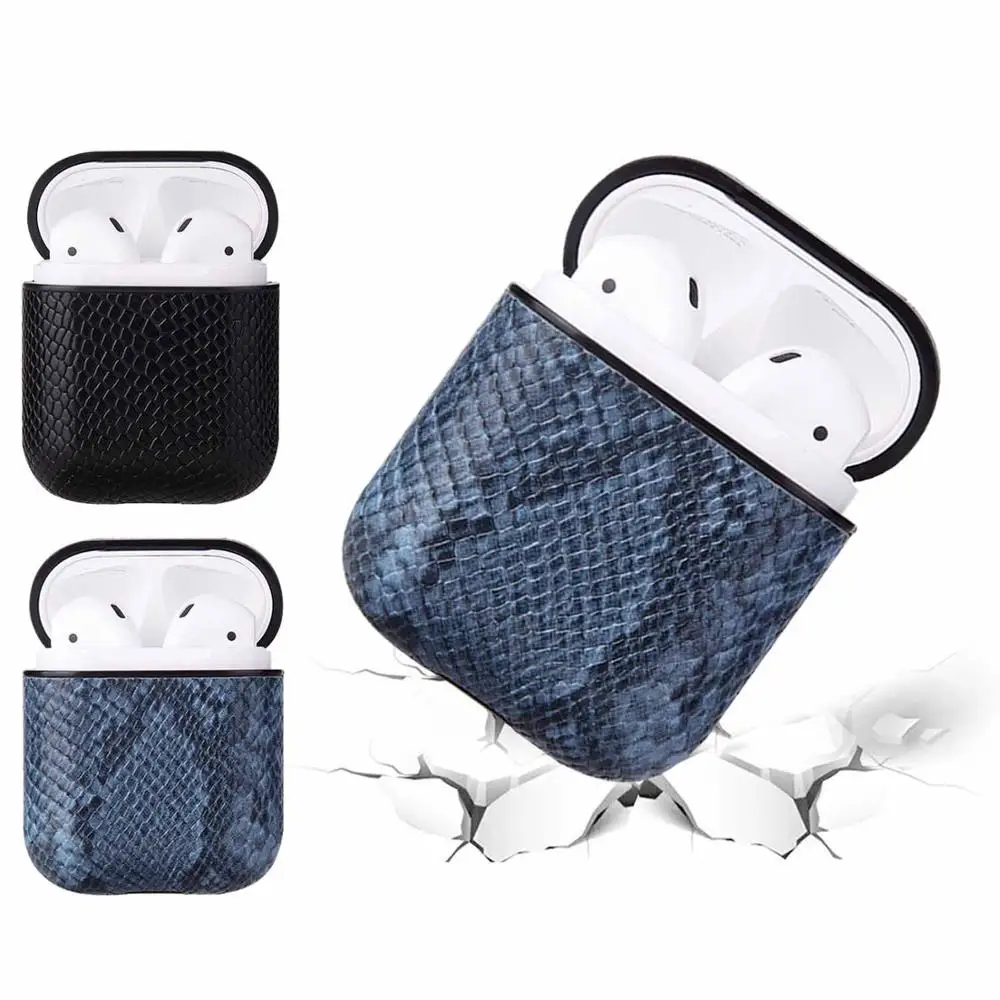 

Vococal PU Leather Snake Wireless Carrying Holder Shell Box with Hook for Apple AirPods 2 Case Cover Air Pods 2 coque funda