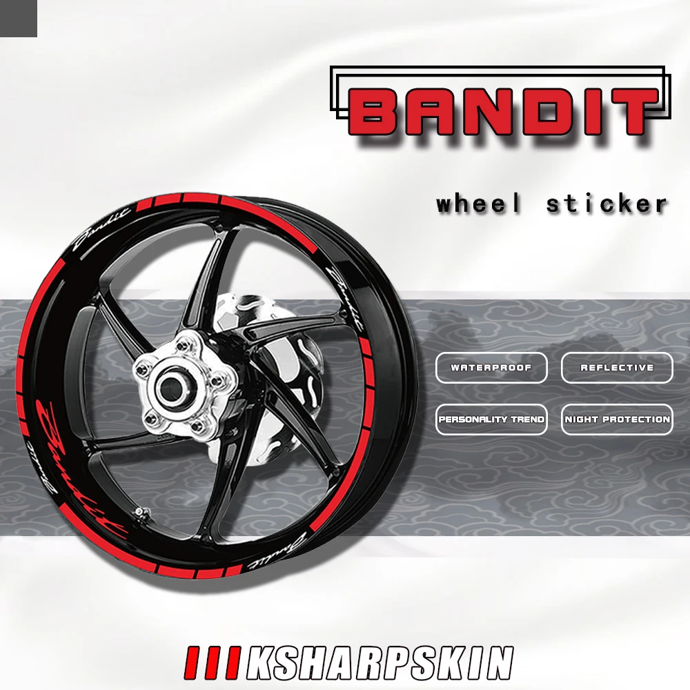 

Motorcycle Rim Decorative Waterproof Stickers Sunscreen Stripe Decals Tire Reflective Warning Film For SUZUKI BANDIT