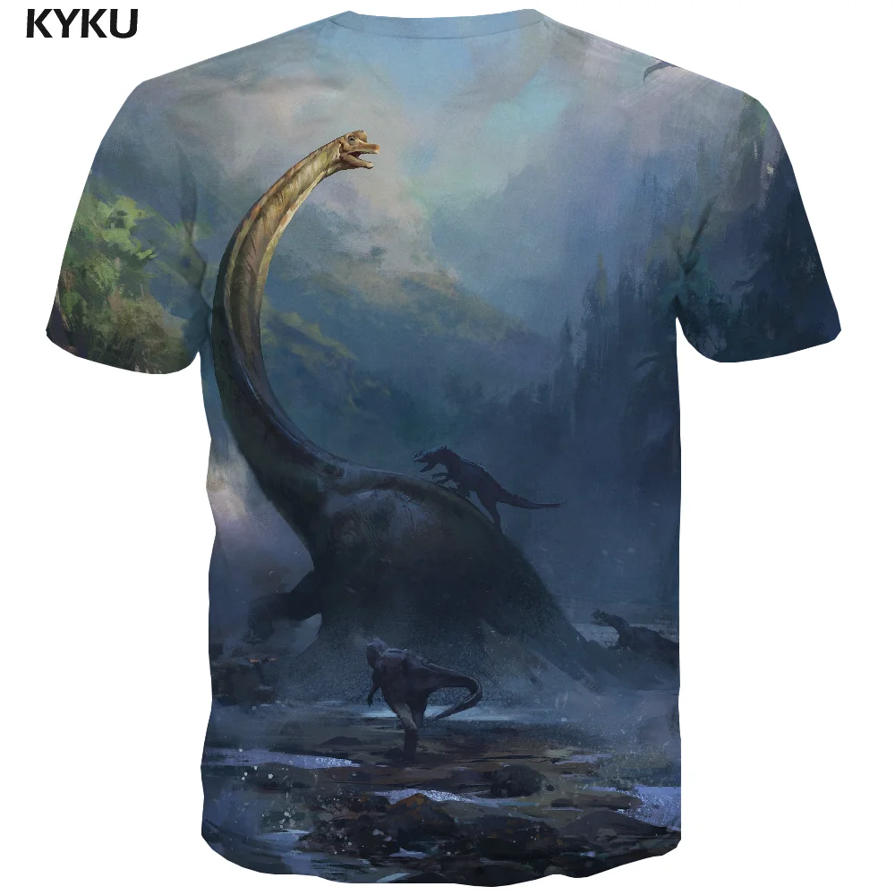 Мужская футболка с коротким рукавом KYKU Повседневная принтом динозавра