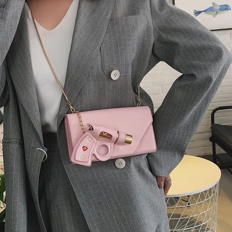 Модные дизайнерские сумки мессенджеры с 3D пистолетом для женщин 2019 женские