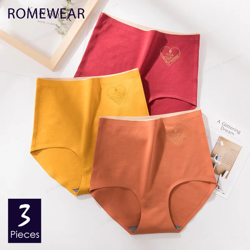 ROMEWEAR хлопковое женское Бесшовное нижнее белье трусики с высокой талией