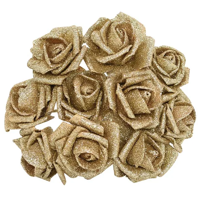 10 шт. 6,5 см с блестками Пена Розы Искусственные цветы букет невесты из  искусственных цветов для венок DIY Аксессуары Рождество Свадебная вечеринка  домашний декор | AliExpress