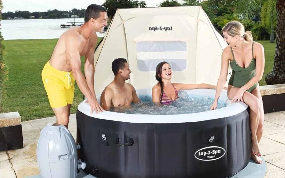 Just Canopy Not Spa 58464 Bestway 183x94x109 см спа навес для всех Bestway спа сетки окна водонепроницаемая ткань pu1000мм с покрытием уф индекс UPF 30 - Цвет: Just Canopy Not Spa