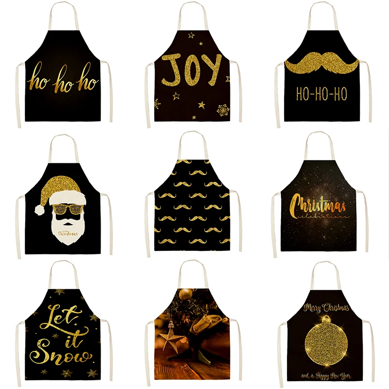 Рождество черного и золотого цвета рисунками подарков очистки фартуки 53*65 см