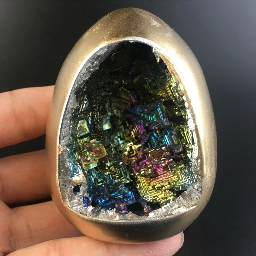 

1Pc Rainbow Bismuth Ore Egg Quartz Crystal Geode Mineral Specimen Reiki Healing Mineral Gemstone Decor Titanium Bismuth Rare Ore