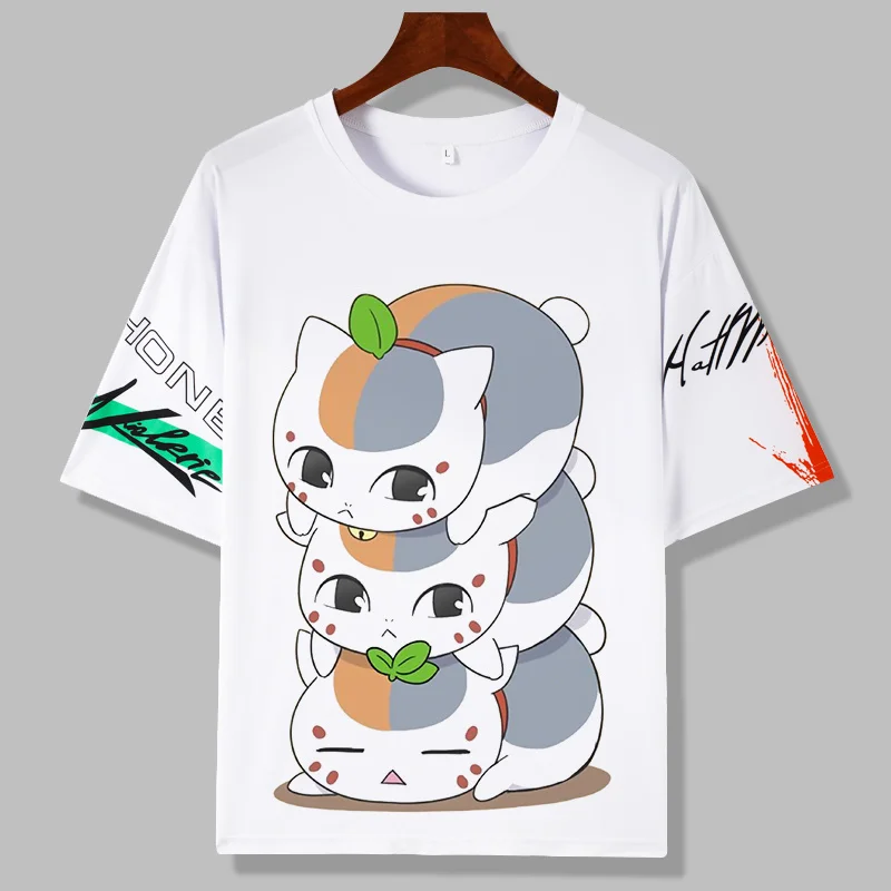 

Anime Natsume Yuujinchou Student Cute Cat Natsume Takashi Madara Casual Top T-Shirt Tee T Shirt