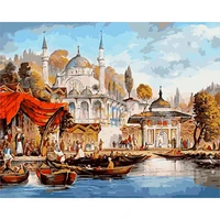 selilali diy oil painting by numbers europe building boat river landscape paint kits modern home wall artcraft decoration gift