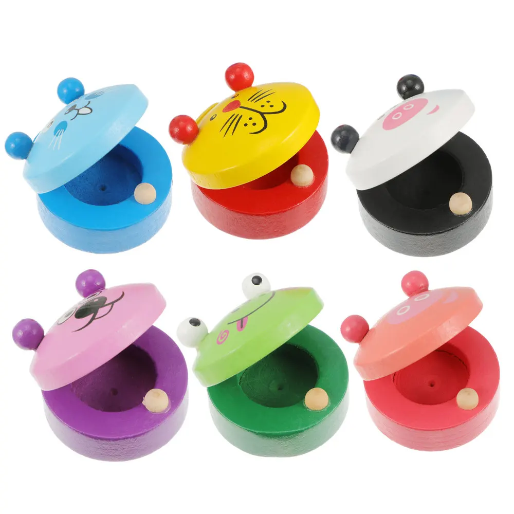 

6pcs Useful Puzzle Cartoon Wooden Orff Instrument Educational Castanet