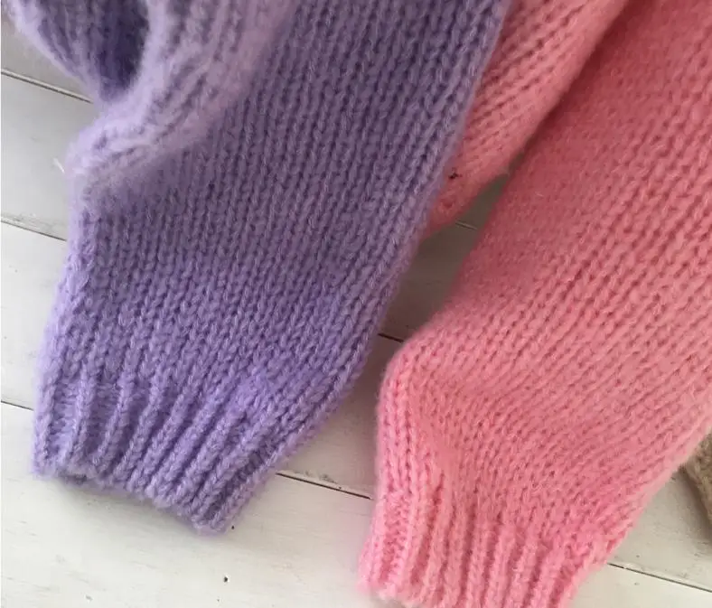 

New 2020 Autumn Winter Women's Sweaters Casual Minimalist Fashionable Korean Style Knitted Sweater Pink Purple