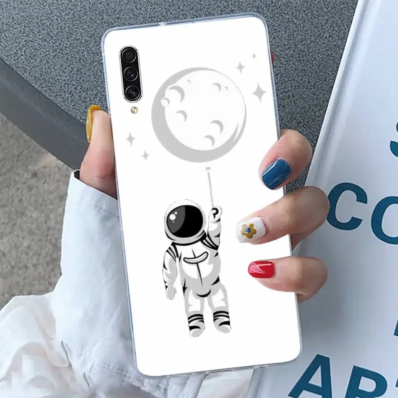 

Cute Cartoon Astronaut Planet Phone Case Transparent for Samsung A 71 51 21S S 20 fe 10 9 8 plus xiaomi 11 redmi note 9 8 s pro