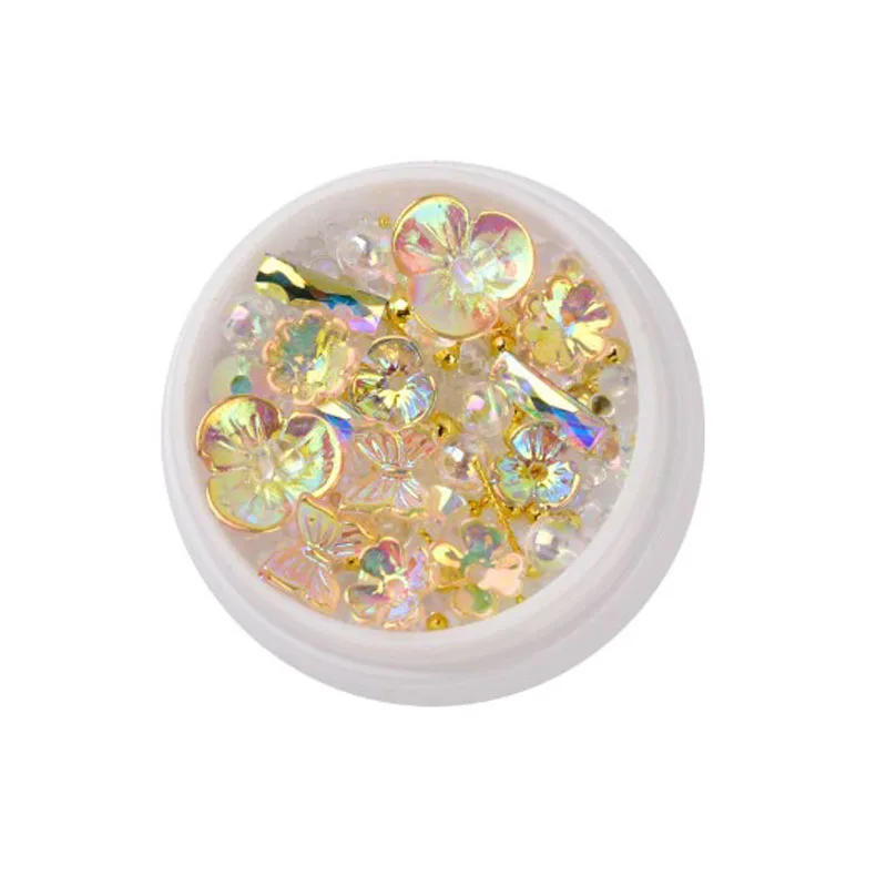 

1Box Nail Art butterfly Crystal Rhinestone beads Flower 3D Translucent Nail Ornament Nail Snow Flower Nail Decoration