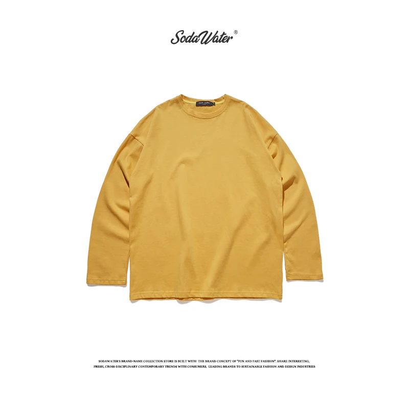 Футболка SODAWATER мужская с длинным рукавом базовая Однотонная рубашка в стиле