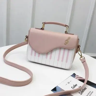 Pink Милые забавные сумки с рисунком пианино, женская сумка на плечо, модная женская сумка из искусственной кожи в стиле Лолиты, женская сумка через плечо, женская сумка с клапаном - Цвет: Pink