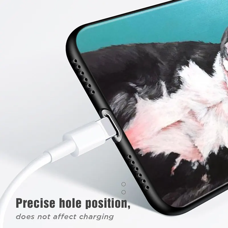 

French Bulldog Dog Pug Art For Apple iPhone 12 Mini 11 XS Pro Max XR X 8 7 6 6S Plus 5 5S SE 2020 Black Phone Case