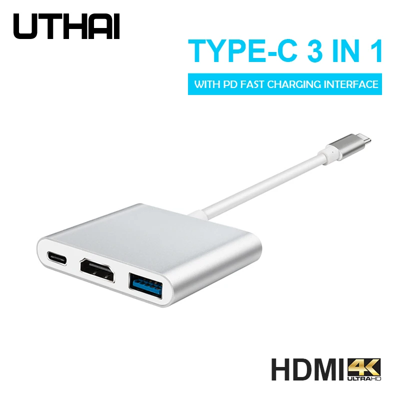 C41-HDMI-Type-C UTHAI C43 для Lightning type C to 1080P HDMI адаптер цифровой av-кабель для iphone XR X 8 7 11 ipad Air to 4K конвертер Android - Цвет: C41-HDMI-Type-C