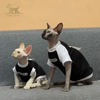 sphynx cat clothes%ef%bc%8c breathable summer cotton t shirts %ef%bc%8cround collar vest kitten shirts sleeveless cats small dogs apparel
