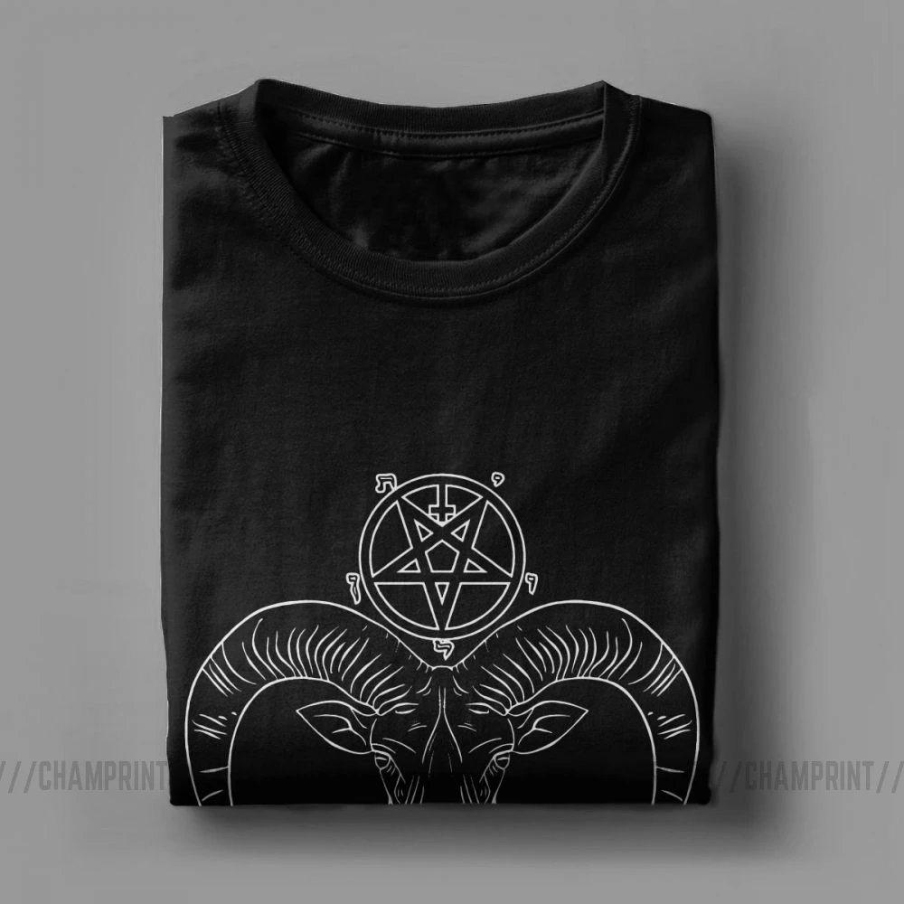 Мужская классическая футболка топы Baphomet из чистого хлопка Забавные футболки с