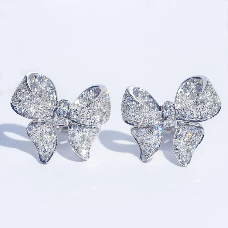 Роскошные прозрачные серьги гвоздики Micro aaa с бантом из зирокнии для женщин и