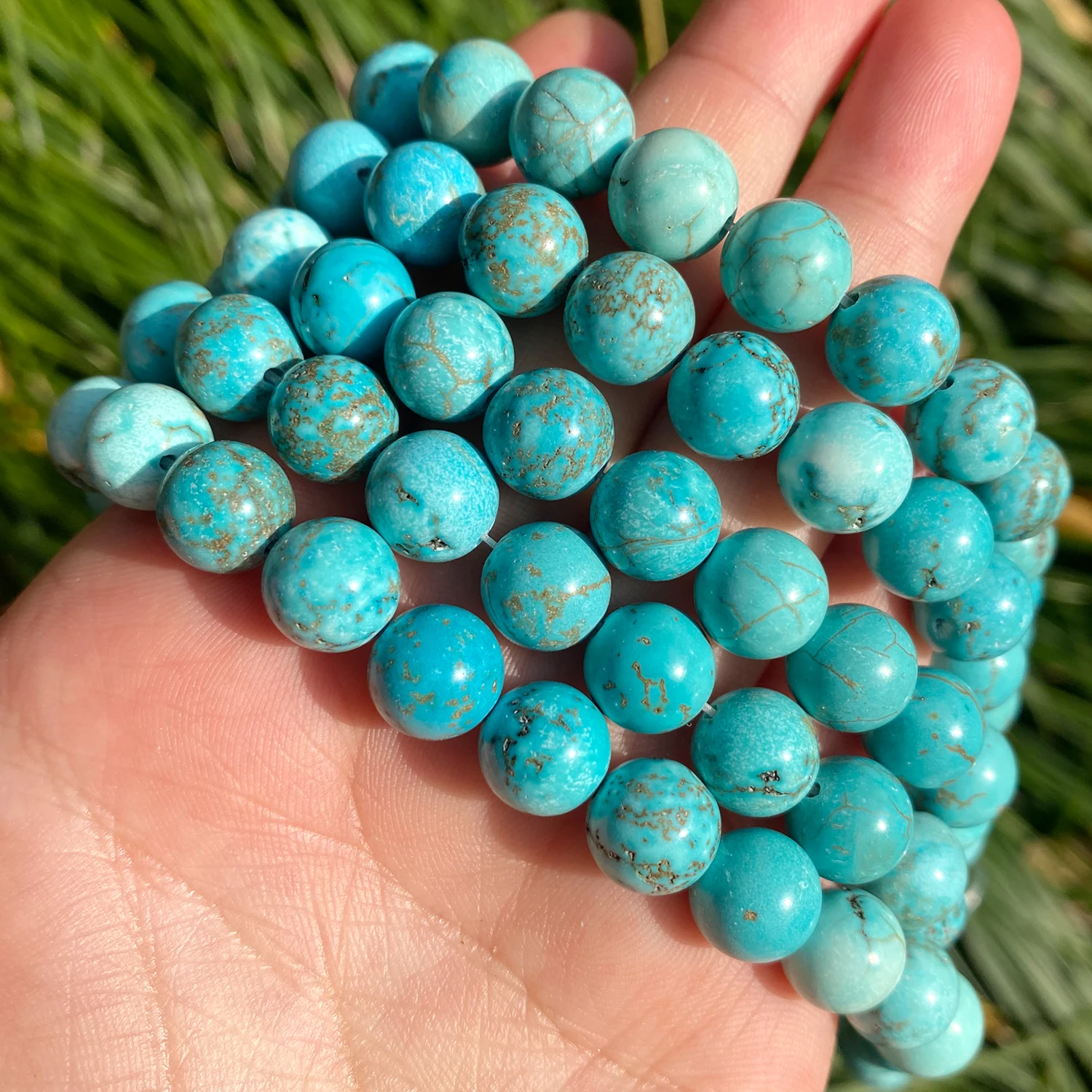 

Natural Stone Blue Turquoises Round Loose Spacer Beads 15inch 4 6 8 10 12mm for Jewelry Making DIY Bracelets Necklaces Accessory