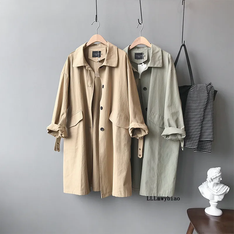 

Повседневное пальто для женщин цвета хаки, осень 2020, Новое Элегантное однобортное женское свободное однотонное пальто с длинным рукавом, ве...