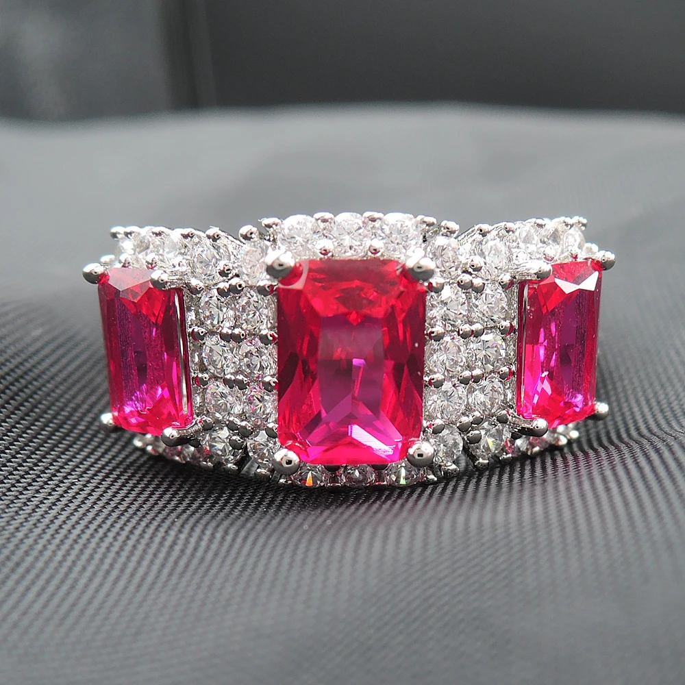 

2020 Fashion Glamour For Women Rings Index Finger Sapphire Rose Red Gemstone Wedding Birthday Fine Jewelry Gifts