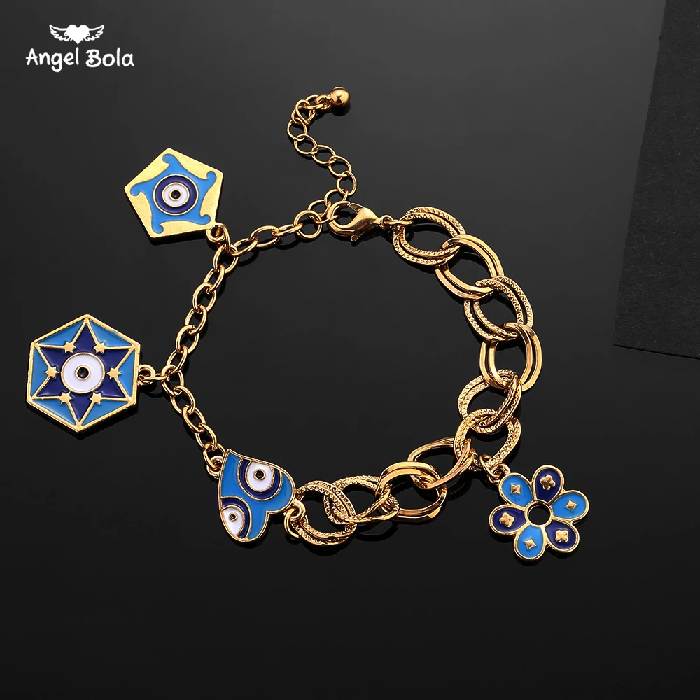 Золото Цвет Шарм мусульманского ислама браслеты из нержавеющей стали для женщин