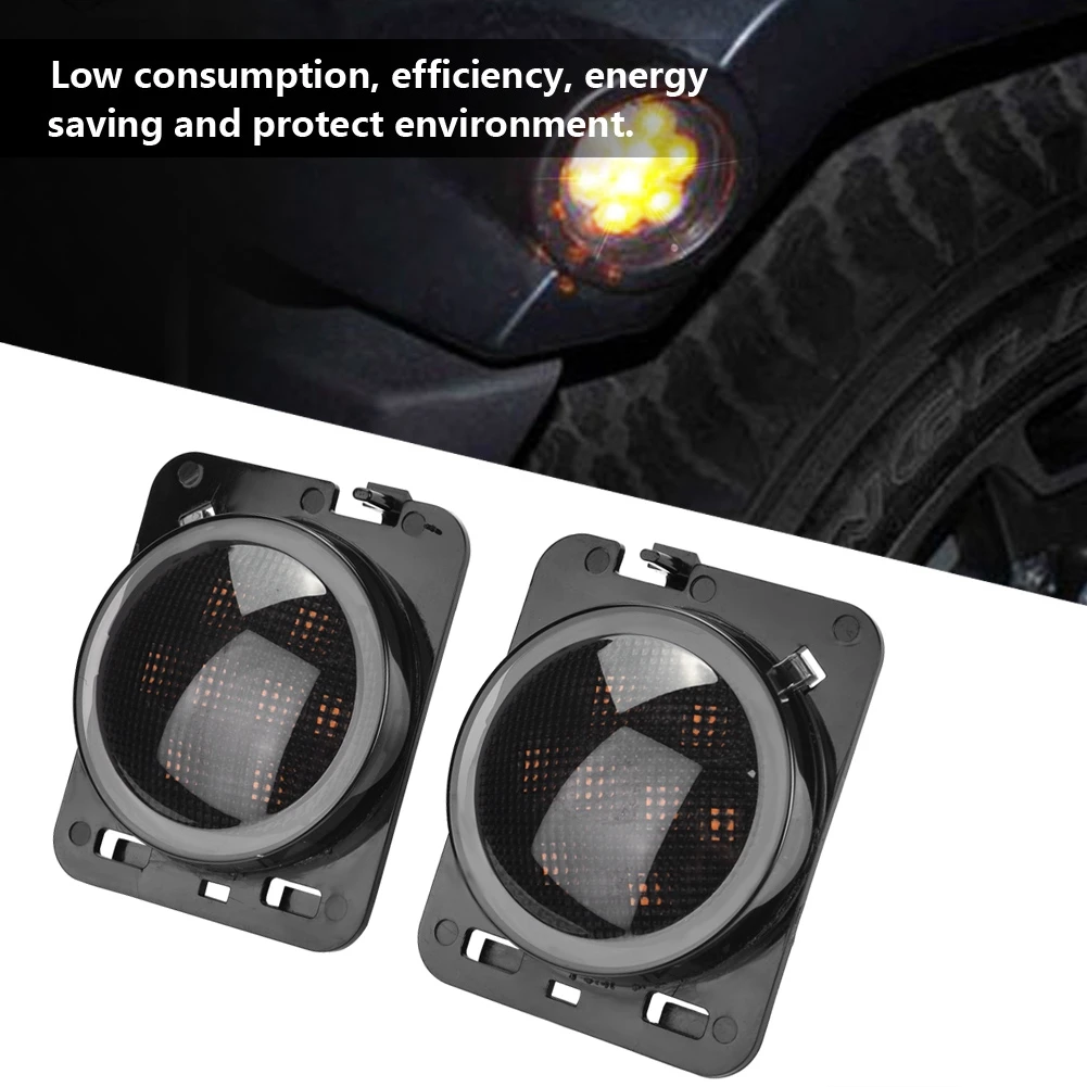 

12V Pair of LED Fender Turn Signal Side Marker Light Fit for Jeep Wrangler JK 2007 2008 2009 2010 2011 2012 2013 2014 2015 Car