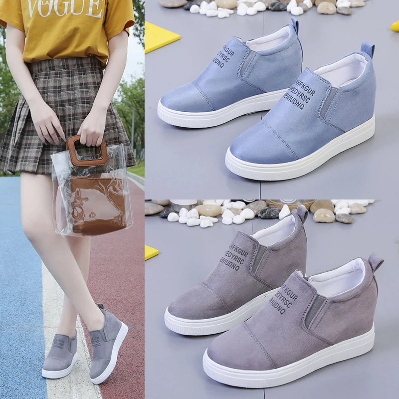 Женские кроссовки из ПУ кожи без шнуровки на платформе Вулканизированная