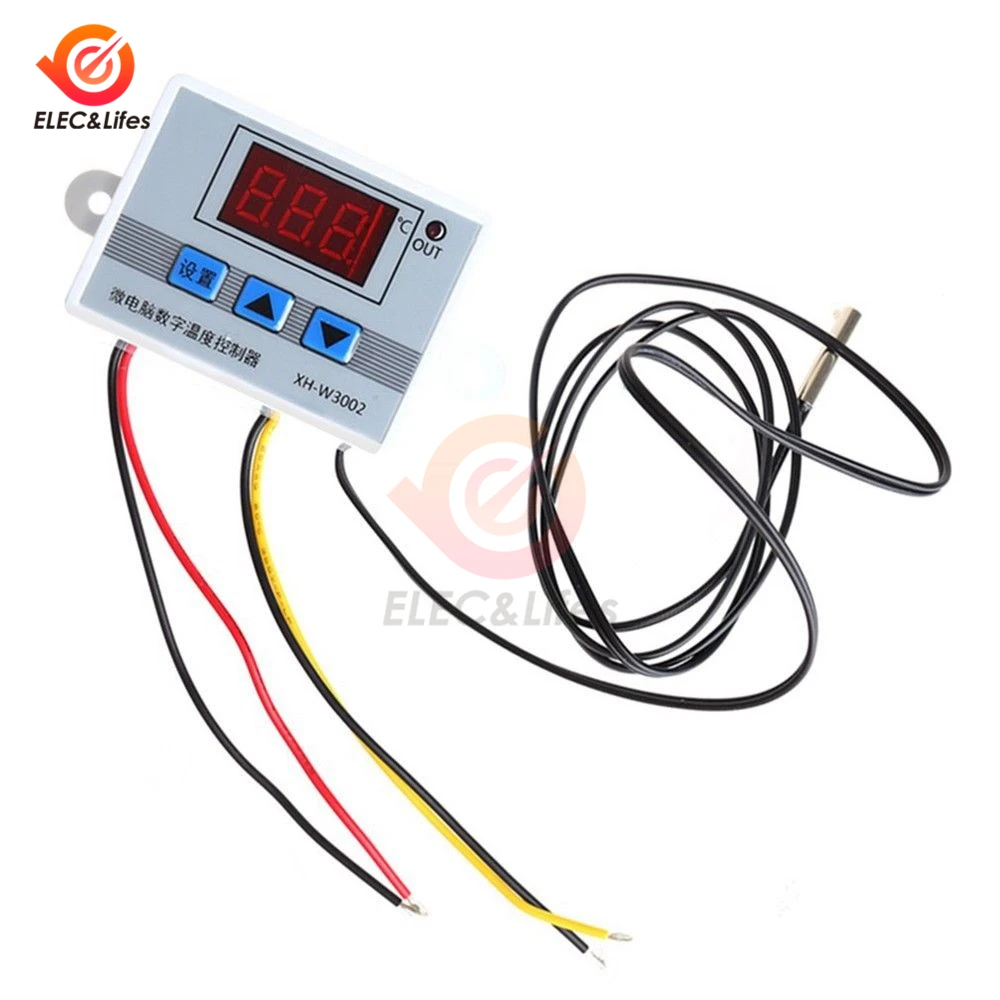 XH-W3002 DC 12V 24V AC 110 V-220 V цифровой светодиодный регулятор температуры ler 10A переключатель управления термостатом с датчиком W3002