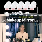 USB светодиодный макияж зеркало светильник светодиодный туалетный столик лампы 12V Голливуд косметическое лампы 2 6 10 14 лампы Плавная затемнения макияж настенный светильник