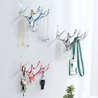 1pcs creative wall hanging jewelry holder key holder necklace storage holder vintage deer horns hanger coat rack wall decoration