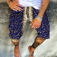 mens 3d summer fashion shorts hawaiian beach pants drawstring waist loose large size s 6xl golden flower theme