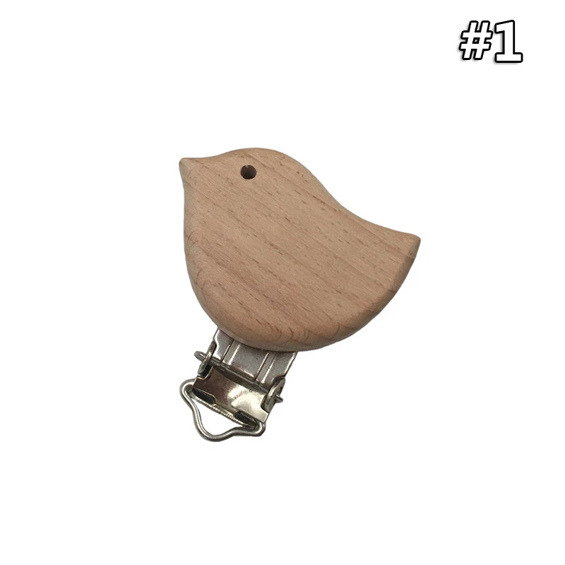 Wooden Clips 1 1 шт. детские деревянные погремушки из натурального бука, клипсы для соски, Мультяшные животные, соска, цепочка, аксессуар, зубной прорезыватель для малышей - Цвет: Wooden Clips 1
