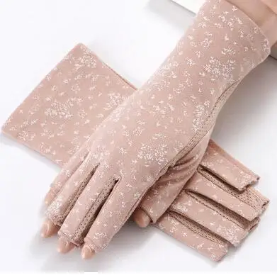 Summer Uv Protection Gloves Breathable Sport Anti-Slip Half Finger Gloves Female Thin Cycling Sun Protection Driving Gloves - Цвет: Коричневый