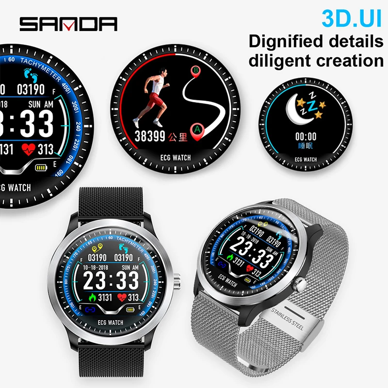 SANDA новые ЭКГ+ PPG Смарт часы мужские IP67 водонепроницаемые спортивные часы монитор сердечного ритма кровяное давление умные часы для мужчин часы