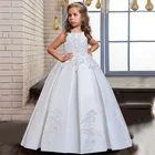 Платье для девочек 4, 10, 12 лет, белое длинное, с блестками