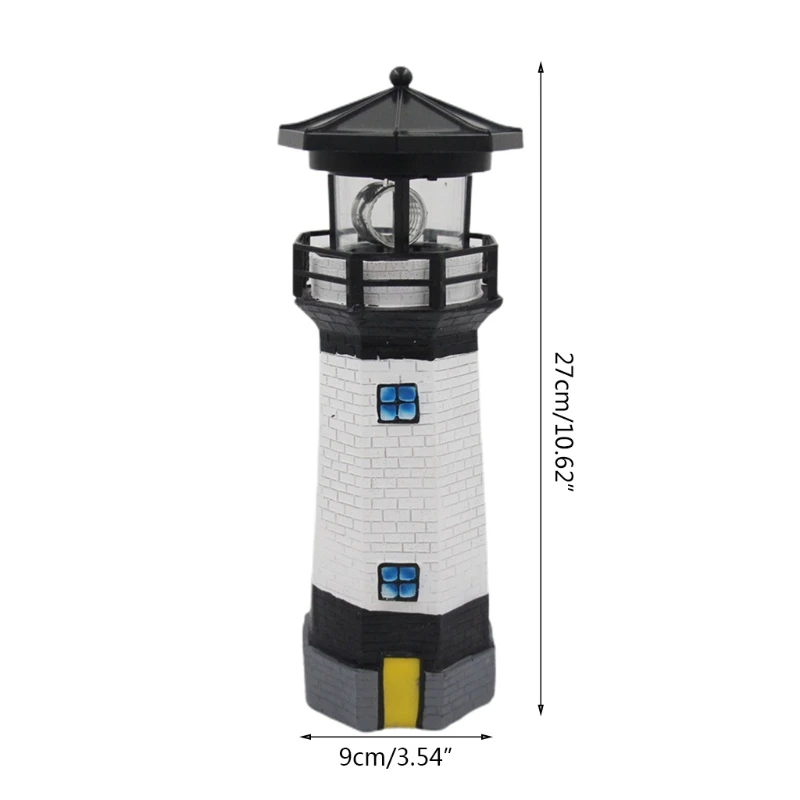 

Lighthouse LED Solar Powered Lights Waterproof Rotating Spinning Bright Colors for Garden Beach House Yard Outdoor Decor F2TB