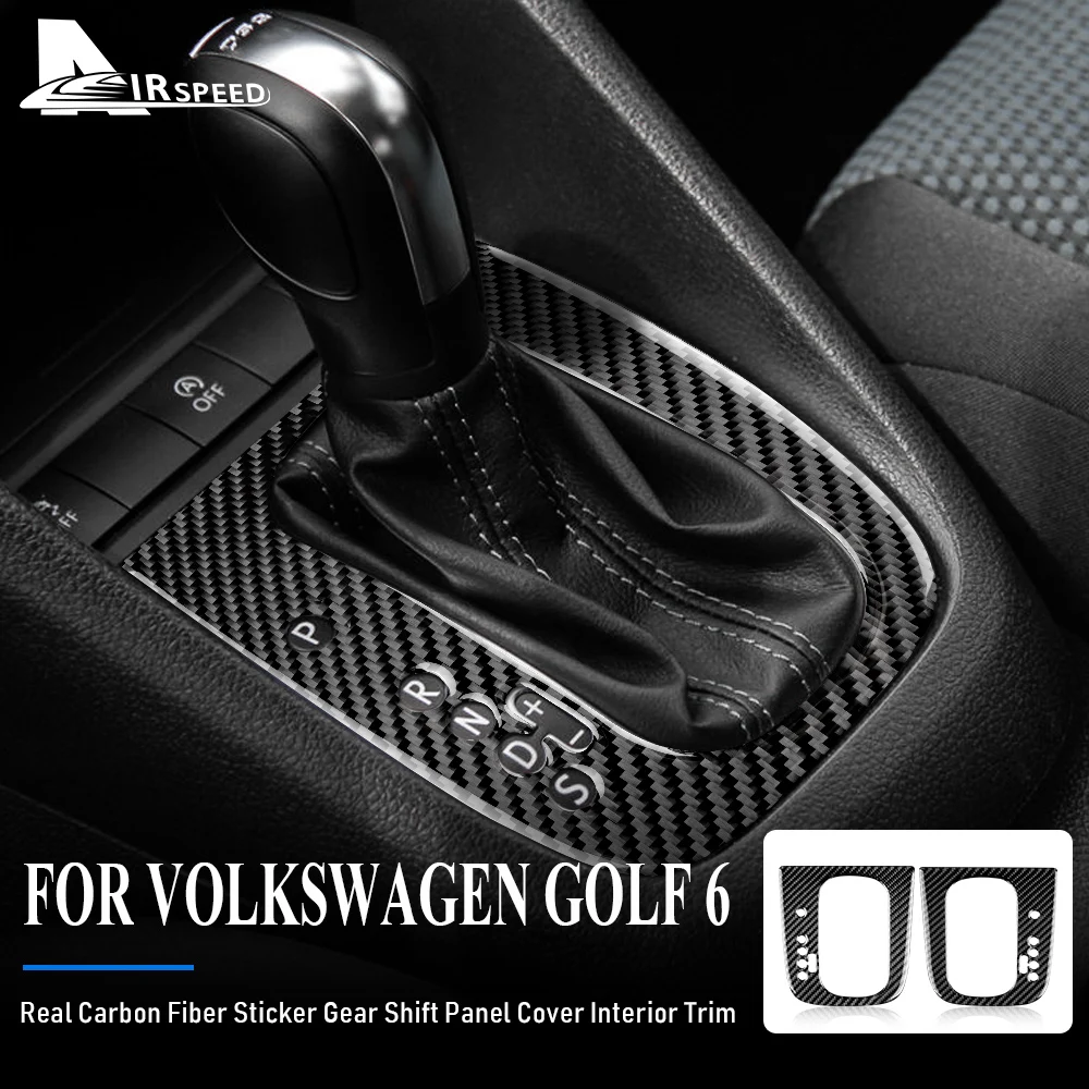 

AIRSPEED LHD RHD for Volkswagen VW Golf 6 GTI R MK6 Accessories Real Carbon Fiber Sticker Gear Shift Panel Cover Interior Trim